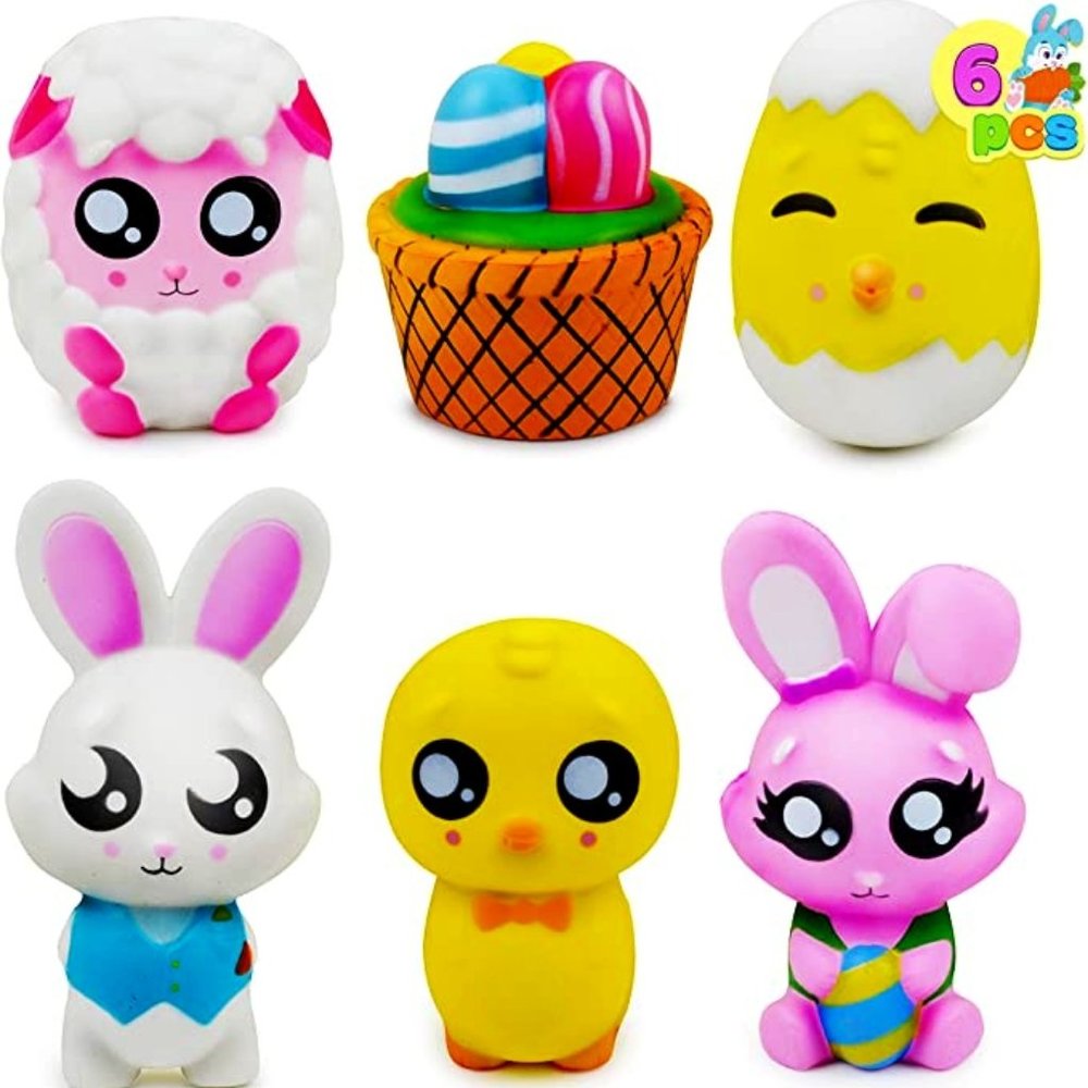 6 Pcs Easter Squishy Toys for Easter Eggs Hunt, Easter Novelty Toys Kids Party F